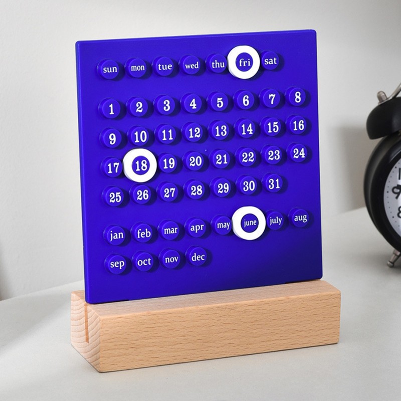 Wooden Kids Calendar DIY Hand Operated Develop Planning Skills Perpetual