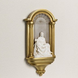 ShineOnAngel La Pieta Michelangelo’s Holy Jesus Virgin Mary Sculptures Hand Painted Christian Gift Home Decor 14 inch Wall Sculpture