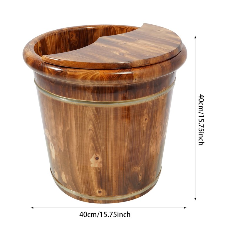 Wooden Foot Bath Tub with Massage Rollers & Lid -