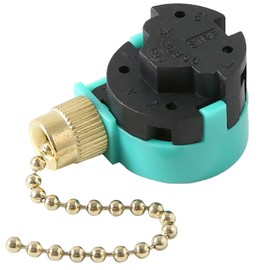 Akahttbn Ceiling Fan Switch 3 Speed 4 Wire Zing Ear ZE-268S6, Ceiling Fan Pull Chain Switch Speed Control Compatible with Hunter Ceiling Fans Wall Lamps -Brass
