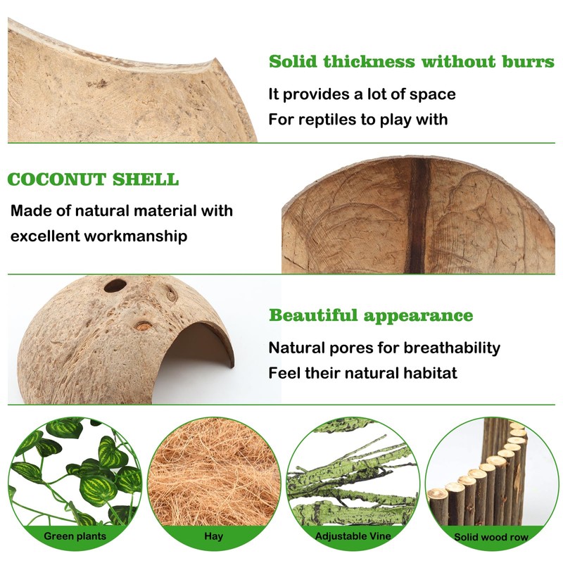 QUOZUO Crested Gecko Tank Accessories, Reptile Climbing Vines Hanging Plants