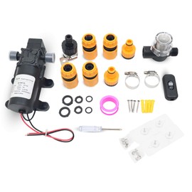 DC 12V Diaphragm Pump, Self-Priming Water Pump with Deluxe Hose Quick Connect Kit, 1.2 GMP, 87 PSI, Suitable for Garden Irrigation, RV, Camper, Shower, and Marine Boat
