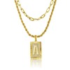 Tasiso 14K Gold Layered Initial Pendant Necklace Layering Paperclip Chain