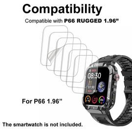 smaate Compatible with Hvlgmrc P66 1.96”, Soft Smart Watch Screen Protector, TPU, 6-pack, Full Coverage, Bubble Self-healing