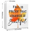Farmhouse Autumn Decor Wood Block Signs,Fall is Proof that Change