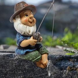 Gatphy Garden Gnome Statues, Fishing Gnomes Garden Ornaments Dwarf Statue Funny Resin Gnome Figurine Dwarf Sculpture Garden Decorations Statue for Indoor Outdoor Patio Garden Decor (Fishing Gnomes)