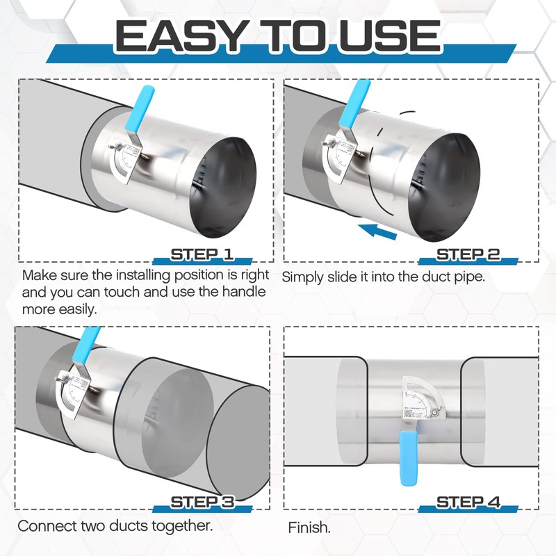 Threlaco 2 Pcs 6" HVAC Duct Manual Volume Backdraft Damper