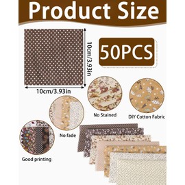 TPZORJX 50 Pieces Patchwork Fabric Package 10 cm x 10 cm Floral Pattern Printed Colour System Patchwork Fabrics Colourful Cotton Fabric Set Printed Fabrics for Dollhouse Accessories Clothing DIY