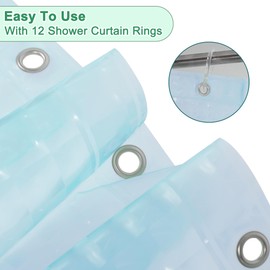 CAPASTEC 1 Set Waterproof Shower Curtain, EVA Bath Curtain with 3 Weight Magnet, 180 x 200 cm, Washable Shower Curtain with 12 Shower Curtain Rings for Bathroom, Bathtub, Shower Cubicle, Blue