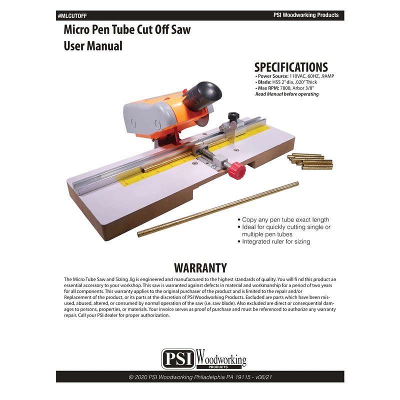 Penn State Industries MLCUTOFF Pen Tube Micro Cutoff Saw with