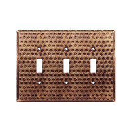 LIDER Toggle Light Switch Metal Wall Plate, Stainless Steel Switch Cover, Corrosion Resistant, Mid-Size 3-Gang 4.88" x 6.77", 201 Stainless Steel, LMWP-13M-HAC, Hammered Antique Copper