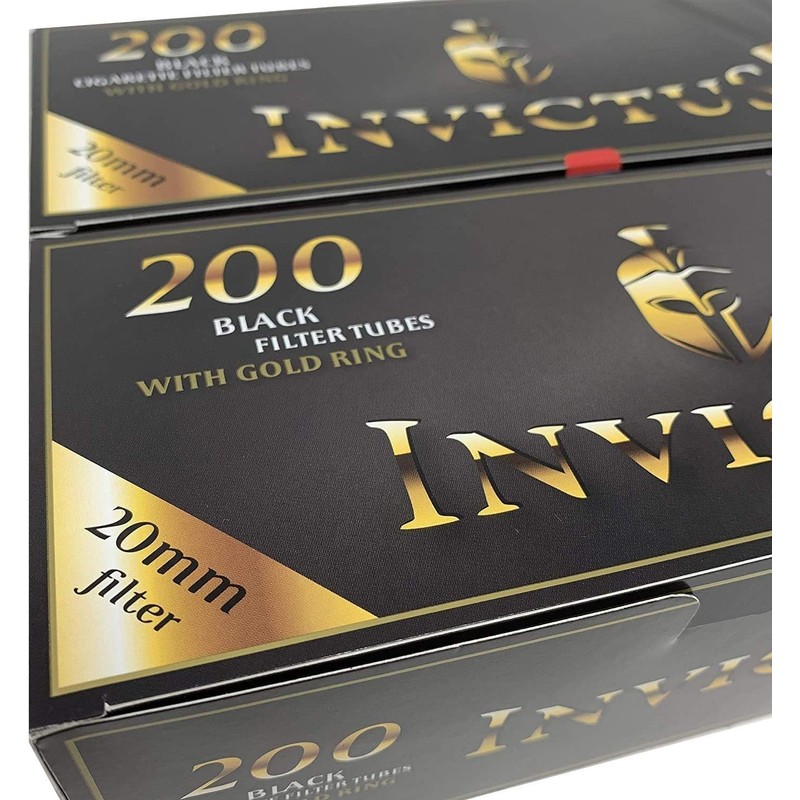 Black Empty Regular 20mm Filter Tubes with Golden Ring -