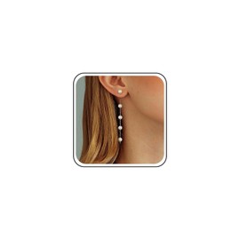 Inateannal Boho Pearl Earrings Long Pearl Tassel Earrings Gold Pearl Necklace Earrings Vintage Pearl Stud Earrings Jewellery for Women and Girls