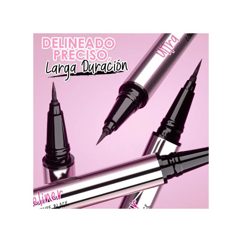 Delineador En Plumin Negro Ultra Fine Eyeliner Pink Up Acabado