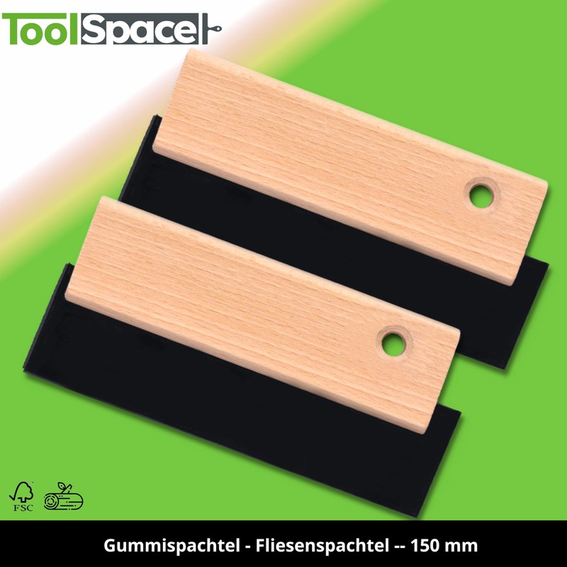 ToolSpace Set of 2 Rubber Spatulas, 150 mm, Tile Spatula,