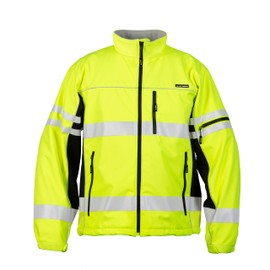 Kishigo Men's High Visibility Reflective Premium Black Series Soft Shell Jacket JS137, Zipper Closure, ANSI 107 Type R/Class 3, Construction, Roadwork, Traffic, Security, Outdoor (Lime, 4X)