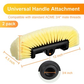 Tanlade 2 Pcs Car Wash Brush Head with Soft Detailing Bristle Flow Through Car Cleaning Brush Exterior Wash Equipment for Auto Truck RV Boat Camper(12 Inch,Yellow)