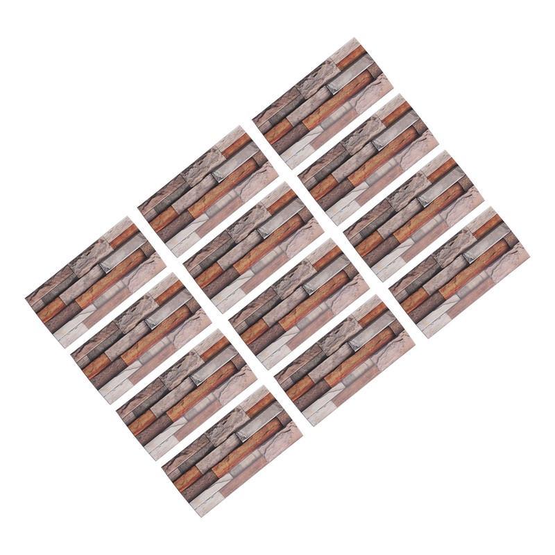 12pcs Tile Wall Sticker Thickened PVC Self Adhesive Waterproof Retro