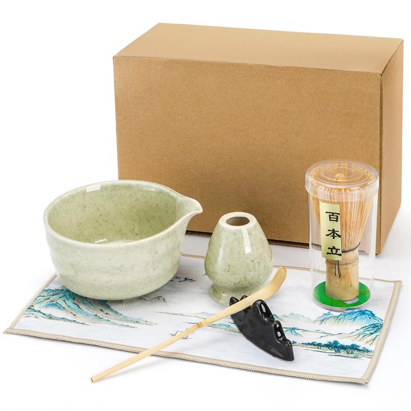 Eorbow 6 Pcs Japanese Matcha Tea Set, Whisk and Holder,