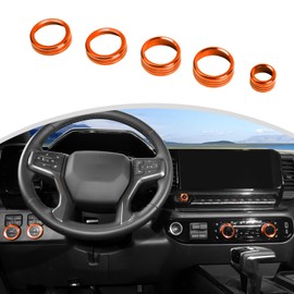 Dash Control Knob Trim Kit for 2022-2025 Silverado 1500 LT & Up, for 2024-2025 2500HD/3500HD LT & Above, Switch Knob Covers for Chevy Silverado Interior Accessories