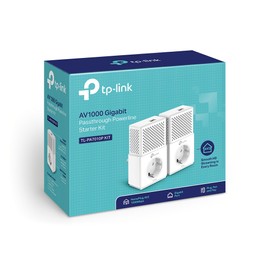 TP-Link TL-PA7010PKIT 1-Port Gigabit Passthrough Powerline Starter Kit, Data Transfer Speed Up to 1000 Mbps, Ideal for HD/3D/4K Video Streaming and Online Gaming