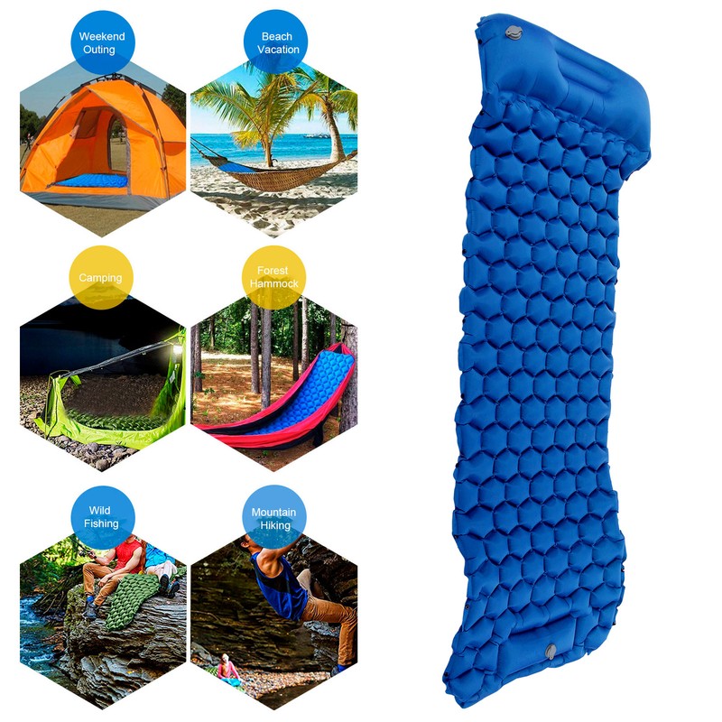 Camping Sleeping Pad Mat Foot Press Inflatable Cushion Mattress for