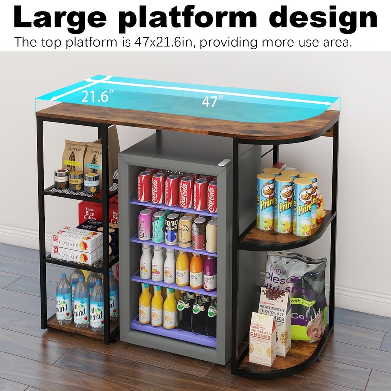 PUNCIA Coffee Bar Cabinet with Fridge Storage