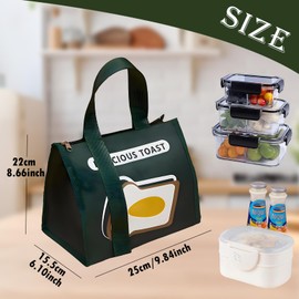 JYJLLM high-Capacity Lunch Bag Tote，Insulated Lunch Bag，Bag for Women Wide Open Insulated Cooler Bag Water-Resistant Thermal Leak-Proof Lunch Organizer for Men Girls Children (Green)