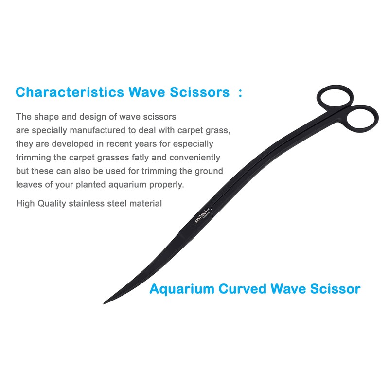 Innotech Aquarium Scissors 25 cm Aquarium Cleaning Wave Scissors Black