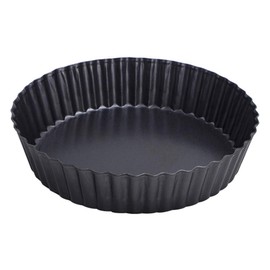 webake Quiche Dish Tart Tin with Loose Base 9.5 Inch 24cm Pie Dish Non Stick Extra Deep Fluted Tart Mould, Black