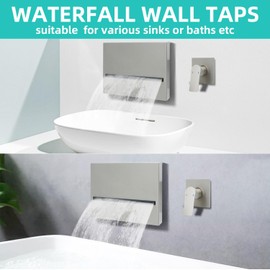 ZYGOLVQ Waterfall Bathtub Faucet Set With Shower Diverter - NPT 1/2" Wall Mounted Heavy Durable Metal Tub Spout Fixtures and Valve, Bathroom Multiple Uses and Large Flow, Brushed Nickel