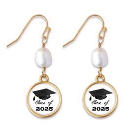 Class of 2025 Cap Hat Diana Gold Earrings Jewelry Gift Graduation Graduate