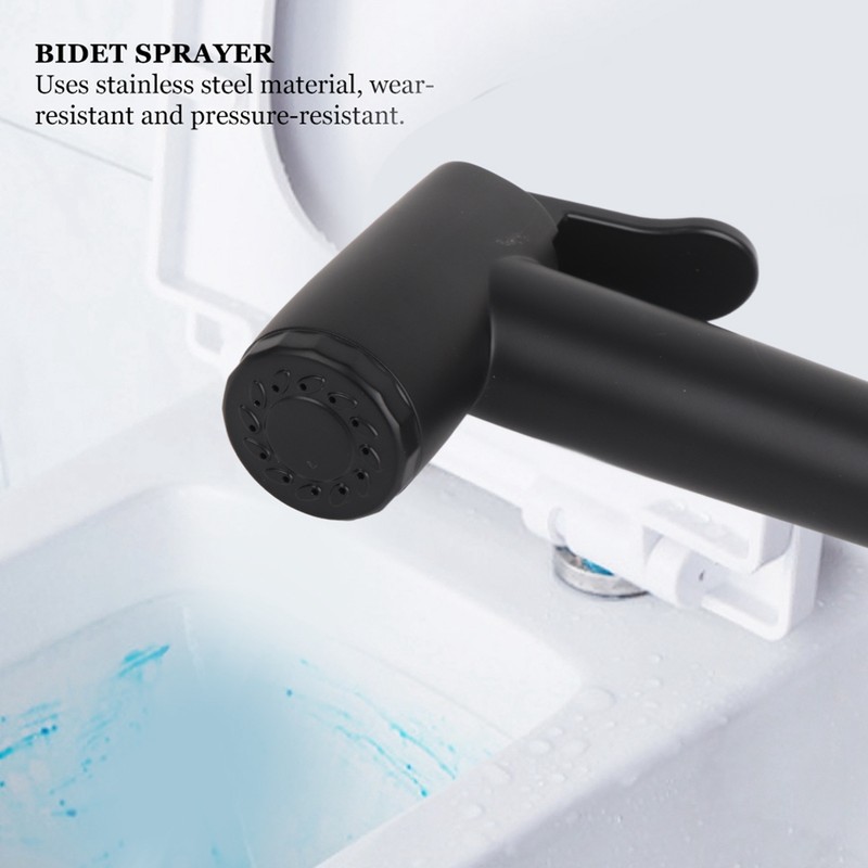G1/2 Black Stainless Steel Handheld Toilet Bidet Sprayer Set Attachment