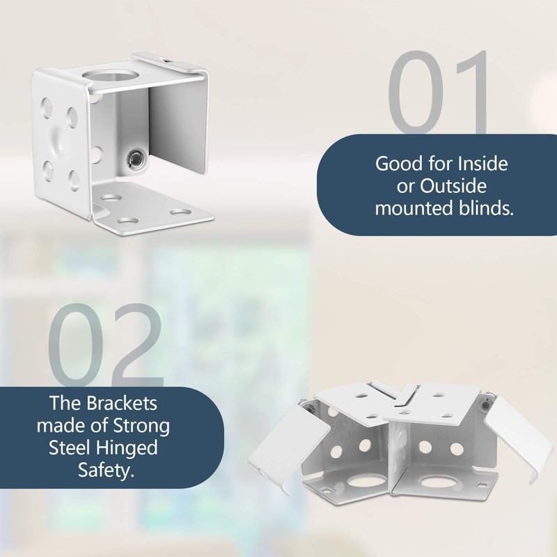 Hotop 6 Pieces 1 Inch Blind Brackets White Profile Box