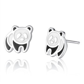 Panda Stud Earrings Hypoallergenic 925 Sterling Silver Gifts for Girls Kids -VIKI LYNN