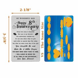 Fetiger 8th Wedding Anniversary Card Gifts for Him Husband, 8 Year Anniversary Card for Him, Happy 8th Anniversary Card for Husband Boyfriend, Man 8 Year Anniversary Engraved Wallet Card