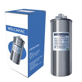WELCAPAC Capacitor ac 60+7.5 uF 60/7.5MFD ±6% 370V/440VAC CBB65 Dual Run Circular Start Capacitor for AC Motor Run or Fan Start or Condenser Straight (60+7.5 MFD)