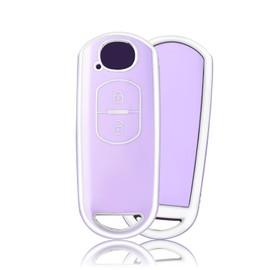 OFFCURVE Car Key Cover Car Key Case Key Fob Cover Car Key Protector Compatible with Mazda 2 3 5 6 M2 M3 M5 M6 CX-3 CX-4 CX-5 CX-7 CX-8 CX-9 MX-5 Axela Atenza Miata Crossover (Purple Silver)