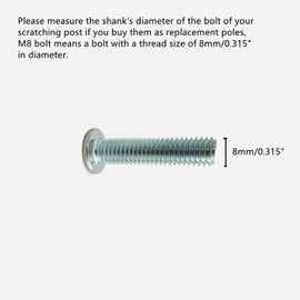 SHENGOCASE 2-Pack 15" L, Ø 2.75" Cat Tree Replacement Post with M8 Bolt, Cat Tower Relacement Post, DIY Cat Scratching Post Replacement Part Pole