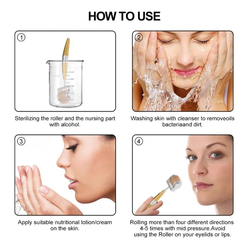 Rodillo Facial Dermaroller 192 Micro Agujas De Titanio 1mm