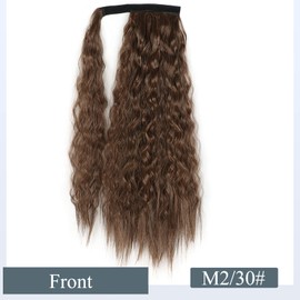 Inscca Ponytail Hairpiece Like Real Hair, Wavy Dark Brown & Light Auburn Hair Extension for Women, Long Clip-In Extensions, 56 cm, 100 g