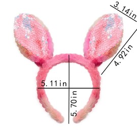 Plush Bunny Ears Headband Glitter Easter Headbands for Women Girls Sequin Rabbit Ears Hairbands Rabbit Ear Hair Hoop Easter Hair Accessories for Women Girls