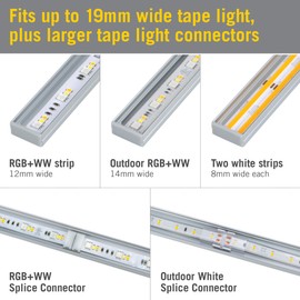 Armacost Lighting Recess Drywall Mount LED Tape Light Accessory Pack, Grey 960008