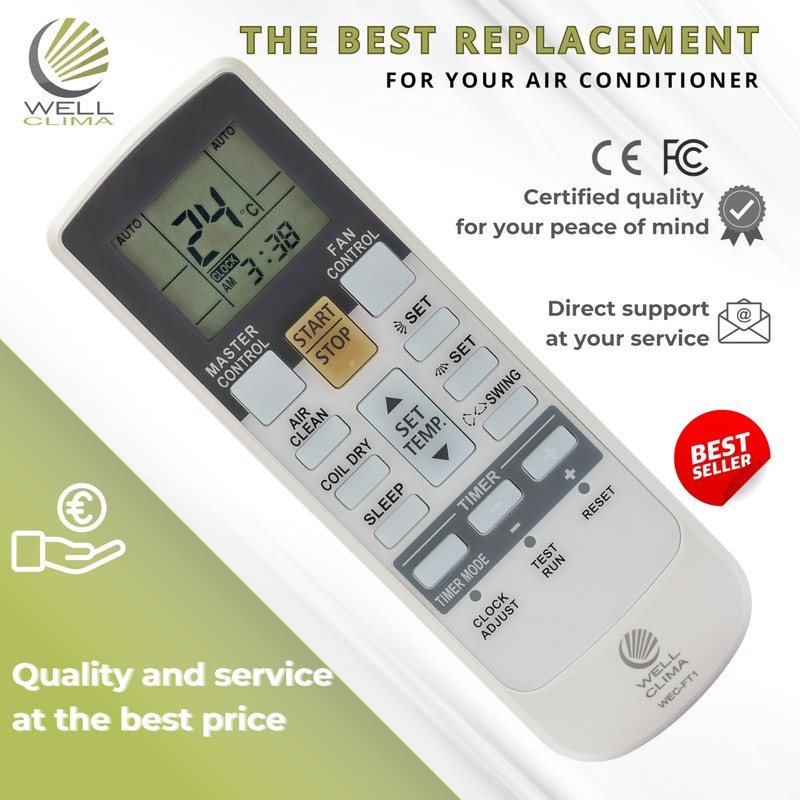 Wellclima WEC-FT1 Remote Compatible with Fujitsu and General Air Conditioners,