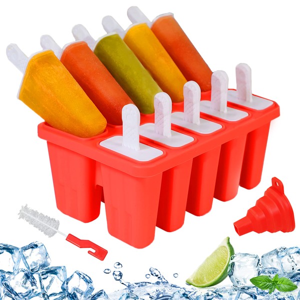 Silicone Popsicle Molds 10-cavity, DIY Ice Pop Mold for Kids