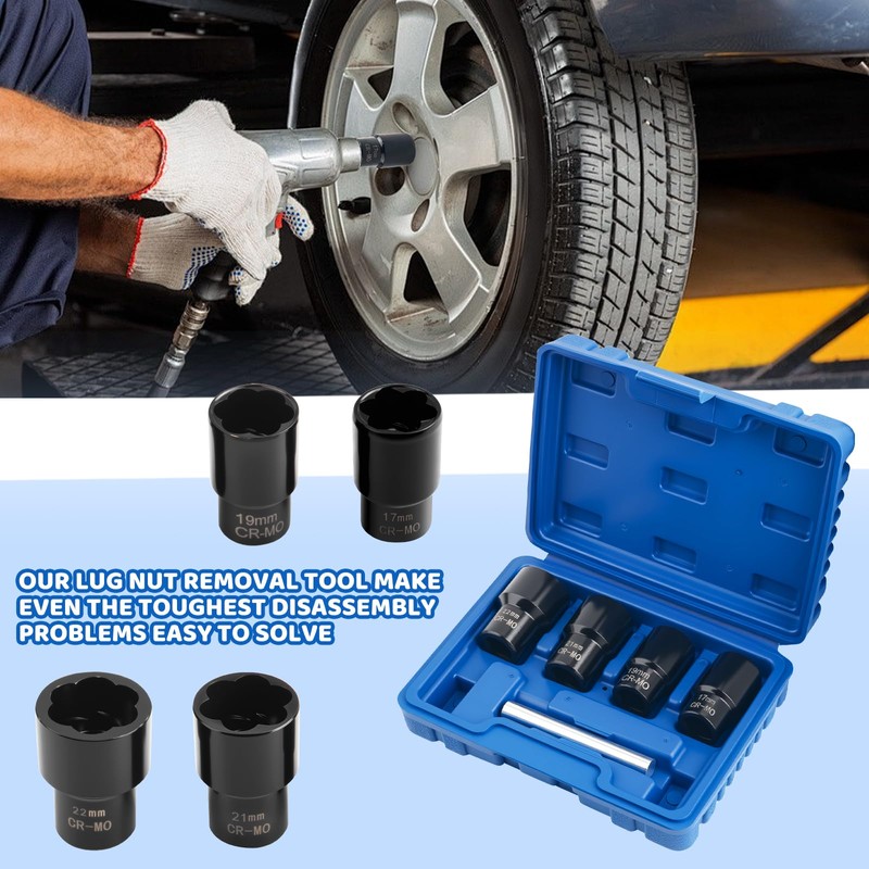 YGDMD 5PCS Locking Lug Nut Removal Tool,17-22mm Wheel Lock Removal