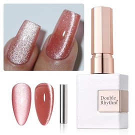 Double Rhythm 0.5 OZ Cat Eye Gel Polish with Magnet 15ML Holographic Glitter Shimmer Translucent Jelly Color Magnetic Nail Polish Salon DIY at Home (MC1059)