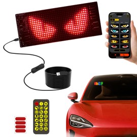 Super RGB Dynamic LED Devil Eye Lights for Car Motorcycle Windshield, 7"x3" Colorful Flexible Programmable LED Sign for Window, DIY LEDs Matrix Panel Display with Remote&APP Control