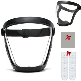 WHANIDU Face Shield, Tooltekt Anti-Dust & Fog-Free Face Shield,Anti-Fog Protective Full Face Shield (Black frame with transparent side)