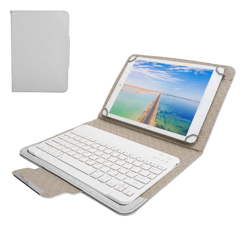 Tablet Cover Set with White Bluetooth Keyboard Protective Case Holder